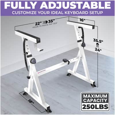 Liquid Stands White Piano Keyboard Stand - X Style Adjustable & Portable Music Stand (White) image 2