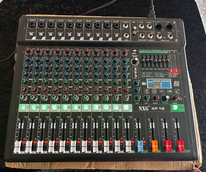 NXG XF-12 Professional 12 Channel Mixer - PA, Pro Audio, Live Sound, Recording w/ Bluetooth image 1