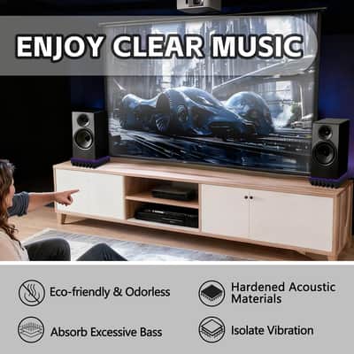 Speaker Isolation Pads for 3–4.5 Inch Studio Monitors – Acoustic Foam Wedge Riser Mats with Felt Surface for Desktop Speakers, Subwoofer, Bass Speakers & Home Theater Audio image 6