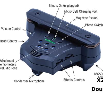 Double X2GO (AcoustiFex) Acoustic Guitar Preamp Pickup Effects Systemle image 2