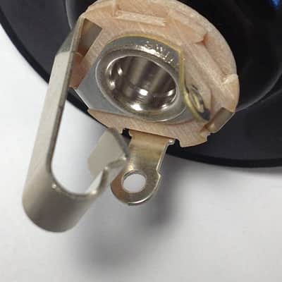 Black Speaker Amp Jack Plate, 2" Round Metal with 1/4" Switchcraft #11 Jack image 2