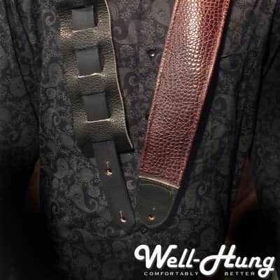 Well-Hung Jabberwock 3" padded leather Guitar Strap 2020 Warmbrownyred image 5