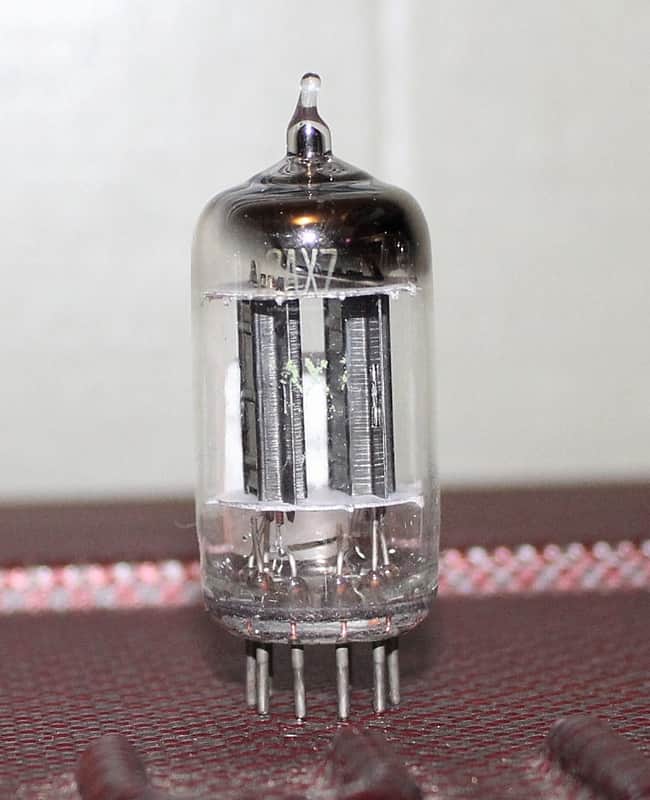 SYLVANIA 12AX7 ECC83 TIGHT BALANCE BLACK PLATE COPR GRID POST REC [] GETTER VINTAGE 1955 image 1
