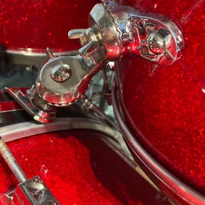 Frankie Banali's Quiet Riot - Leedy & Ludwig Restored 6-Piece Set, 24", 20", 16", 13", 12", 14x5" Matching Snare! Immaculate 1950-1955 - Sparkling Red Pearl image 16