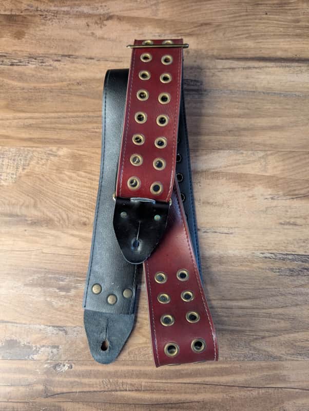 Unbranded Vintage Studded Guitar Strap 2" 1980s Red Cool Strap! image 1