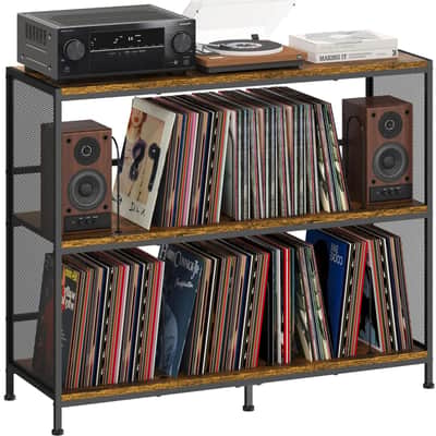 3-Tier Vinyl Record Storage Table – Turntable Stand & LP Album Cabinet (450+) image 2