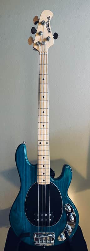 Ernie Ball Music Man StingRay 4 H with Maple Fretboard 1991 - 1998 - Translucent Teal image 1
