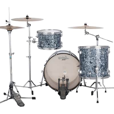 Ludwig NeuSonic Steel Blue Pearl Wrap Downbeat Drums 14x20_14x14_8x12 3pc Shell Pack | NEW Authorized Dealer image 3