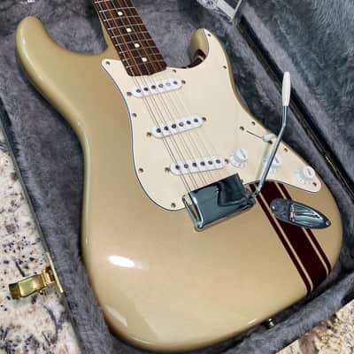 Video! Fender John Mayer Signature Stratocaster - Shoreline Gold w/ Maroon Racing Stripe image 1