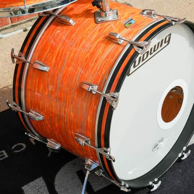 Vintage 70's Ludwig Mod Orange Hollywood Kit, 3ply Shells, B/O Badge image 6