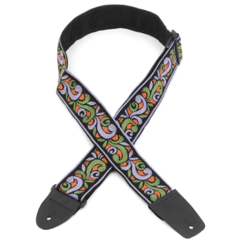 LM Retro-Style Jacquard Weave Guitar Strap - Purple Wah Wah image 1
