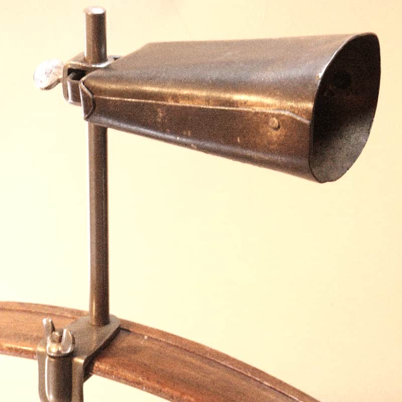 Leedy 4" Cow Bell, Logo-Stamped Nickel Plated Holder - 1920s / Traps Era image 1