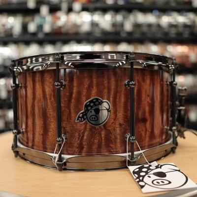 Pork Pie 7x14" Maple Max Snare Drum (Waterfall Bubinga High-Gloss w/ Black Nickel Hardware) image 2