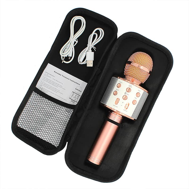 WS-858 karaoke microphone wireless speaker bluetooth microphone for computer phone recording youtube image 1