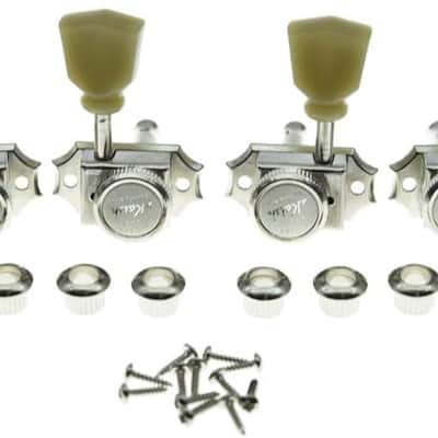 3x3 Vintage Style Guitar Locking Tuners Guitar Tuning Keys Pegs Guitar Lock Machine Heads for Les Paul Guitars Nickel with tulip Button image 1