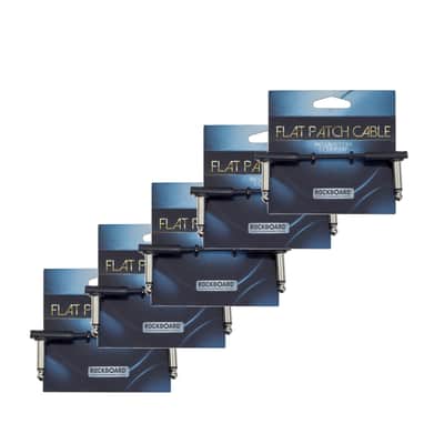 RockGear RockBoard Flat Patch Cable Black 5cm (1.97") 5 Pack Bundle