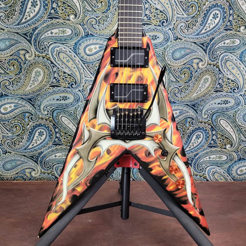 Used BC Rich Kerry King V KKVFG2 Tribal Flame Kahler Bridge w/Case image 1