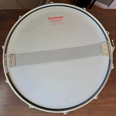 Vintage 70’s 6.5” Black Beauty Ludwig No. 417 6.5x14" 10-Lug Brass Snare Drum Pointed Blue/Olive Badge 1977 - 1979  Black Nickel-Plated Original Heads dB-300 dB-1250 image 2