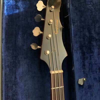 Vintage 1960’s Epiphone Newport Short Scale Bass Hardshell Case Gray Tolex Blue Interior CASE ONLY Extremely Rare image 23