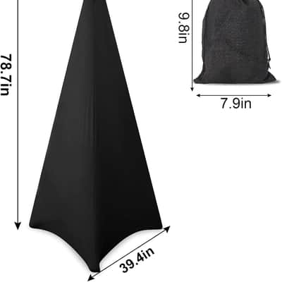 Speaker Stand Cover with 360 Degree Tripod Stand Skirt Skrim Stretchable Lycra Fabric Covers with Free Storage Bag Four Pack Black image 2