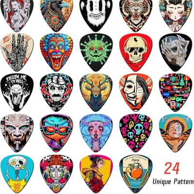 Guitar Picks, 24 Pcs Cool Guitar Pick Thin, Medium, Heavy Guitar Pics,Pick Guitars Variety Pack 0.46 0.71 0.96 1.20mm Thickness,Guitar Picks for Acoustic Guitars Electric Bass (Set -5) image 2