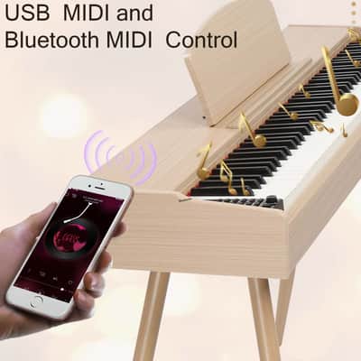 Ukscs 88 Key Standard Full Weighted Keyboards Digital Piano with Metal Stand, Power Adapter, Triple Pedals, Headphoneï¼Œfor All Experience Levels Natural Technology Wood image 4