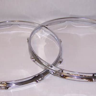 Immagine 14" Chrome Over Steel 10 Lug Triple Flanged Snare Drum Hoop Set - 5
