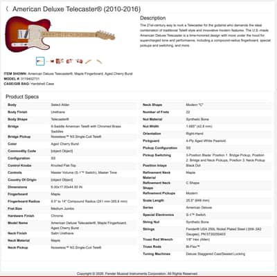 Fender American Deluxe Telecaster with Maple Fretboard 2011 - 2016 - Aged Cherry Burst image 22