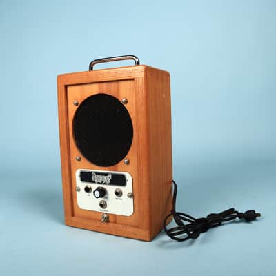 1974 Dwarf Portable Guitar Amp Vintage Solid Oak AC & Battery Powered Amplifier image 2