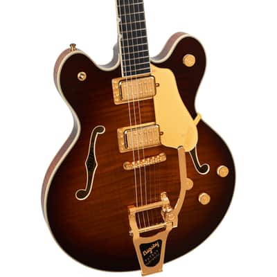 Gretsch Broadkaster LX Figured Center Block with String-Thru Bigsby GHW Havana Burst - Semi Acoustic Guitar image 2