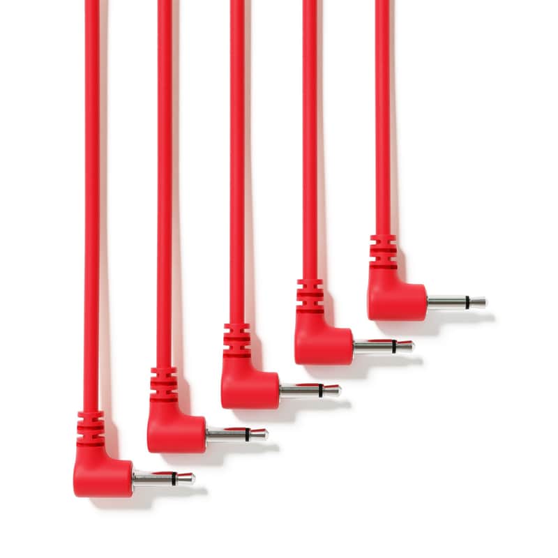 ExcelValley [Red | 20 cm - 7.87"] 5-Pack - Right Angle Mono Modular Patch Cables image 1