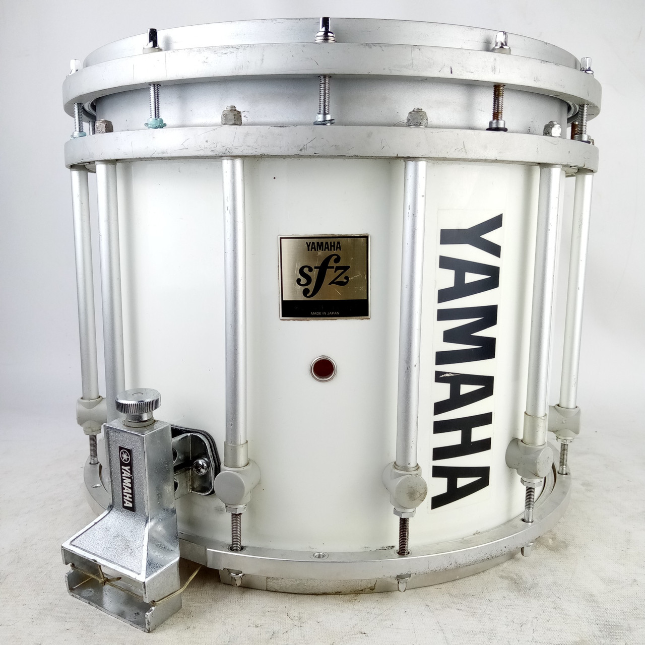 Yamaha 12x14" SFZ Marching Snare Drum Gloss White Japan Die-Cast Rims 9114U 9400 — main photograph