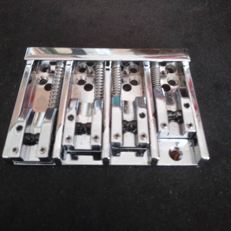 High Mass 4 String Bass Bridge with Adjustable String Spacing - Chrome image 1