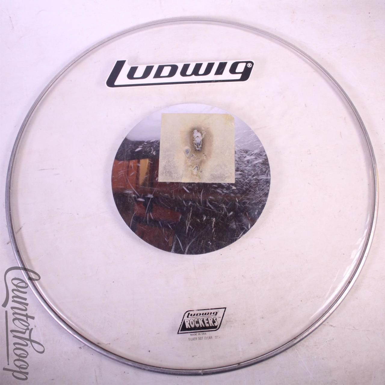 Ludwig 22"Silver Dot Clear Bass Drum Head Rockers Vintage 70s Made In USA Batter — main photograph