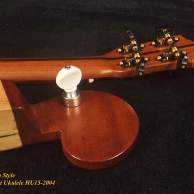 Handmade 5 String Harp Style Concert Ukulele, Solid Spalted Curly Maple, Taiwania , MOP Inlay, Bruce Wei HU15-2004 image 10
