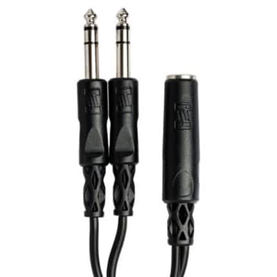 Hosa YPP-308 Y Cable, 1/4" TRSF to Dual 1/4" TRS - 6" image 1
