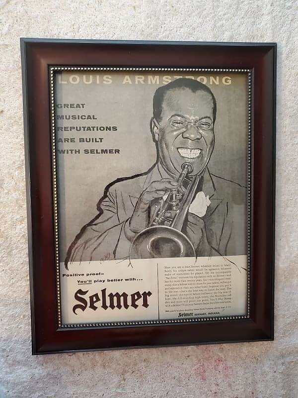 1956 Selmer Horns Promotional Ad Framed Louis Armstrong Original image 1