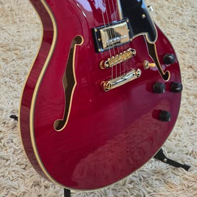 D'Angelico Excel DC Semi-Hollow with Stop-Bar Tailpiece Cherry image 5