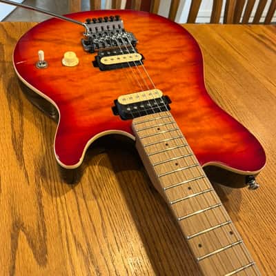 Sterling by Ernie Ball Music Man Axis AX50 Lava Burst Quilted Maple Top Electric Guitar Roasted Maple Neck Fingerboard AX50QM Whammy Tremolo Bar image 5