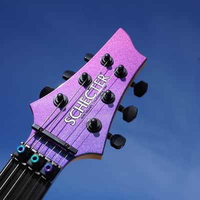 Schecter USA CUSTOM SHOP Sunset Extreme FR Blue-Purple Chameleon 6-String Electric Guitar w/ Black Tolex Hard Case image 13