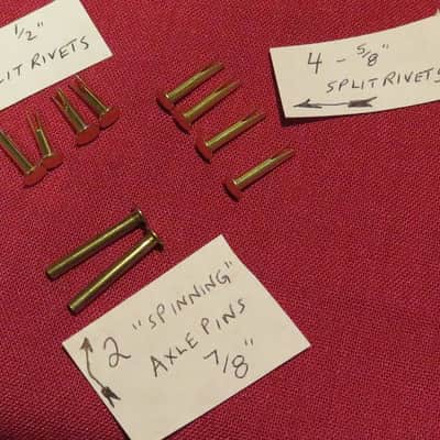 Guitar Case Handle repair kit: brass axle pins + split rivets for Gibson Les paul paf es 335 case image 1