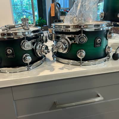 Natal Cafe Racer drum set last of the tulip wood!!!! - Green satin fade finish image 6
