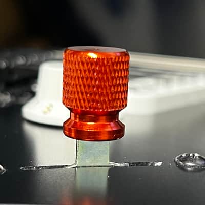 Kinnatone Orange Skirted Knurled 3 or 5 way Blade style Switch Tip Knob For Strat or Tele Charvel,Jackson,PRS, Ibanez and more image 3