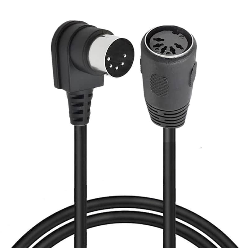 MIDI Din Extension Cable, MIDI 5-Pin DIN 90 Degree Angle Male Plug to Female Socket Audio MIDI/at Adapter Cable for MIDI Keyboard Synthesizer, Organ, Electric Piano, MIDI Guitar (1.5 Meter/5 FT) image 1
