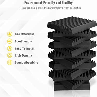 24 Pack 2" X 12" X 12" Acoustic Panels Foam  Studio Wedge Tiles Sound Panels Wedges Sound Absorbing image 3