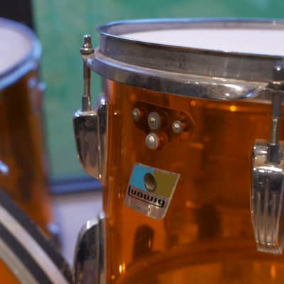 RARE Ludwig Vistalite Orange Drum Kit Owned by Michael Lee (Page & Plant) SIGNED - Delivery Available imagen 4