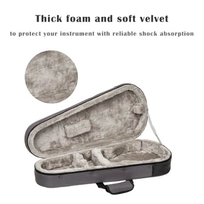 Crossrock Mandolin Foam Case for A & F Style | Lightweight Gray Gig Bag with Plush Interior & Storage Pockets (CRP300MAFDG) image 4
