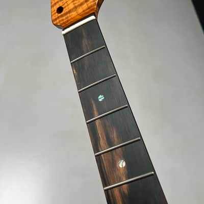 AAAAA Music Man Ebony Fretboard Roasted flame Maple Electric Guitar Neck Wheel truss rods Round stainless steel 22 frets hole 10mm image 4