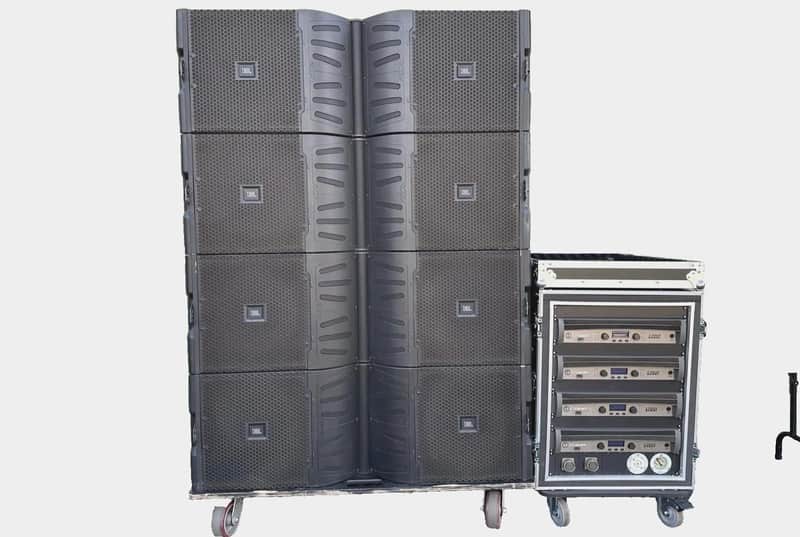 (4) JBL VTX-V25-11 LINE ARRAY W/ TRANSPORT CART AND CROWN AMP RACK (THS) image 1