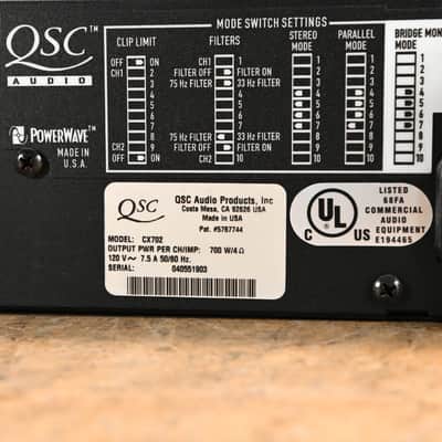 QSC CX702 2-Channel 700W Power Amplifier CG01V6S image 7